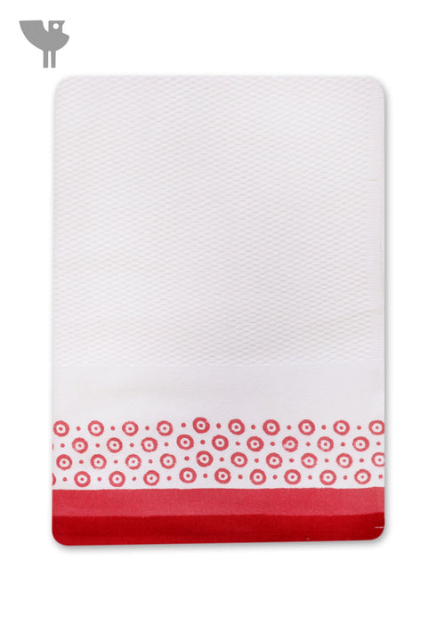Handloom Cotton Bath Towel With Block Print Border